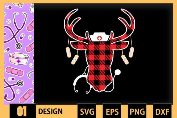 Deer Nurse Christmas Graphics for Crafts