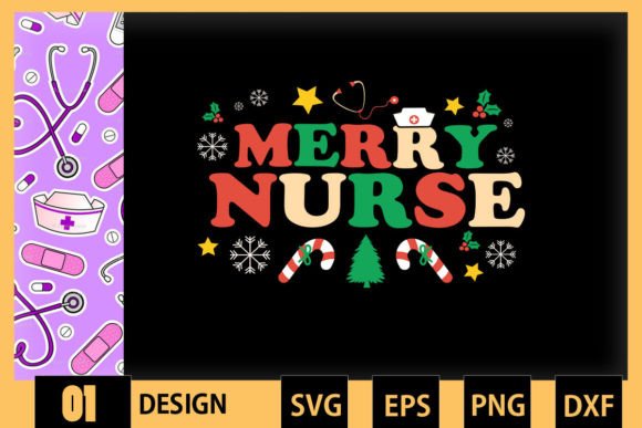 Merry Nurse Retro Christmas Graphics for Crafts