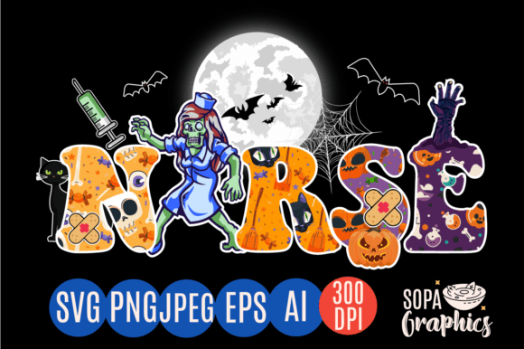 Nurse Halloween Pumpkin Zombie Nurses Graphics for Crafts