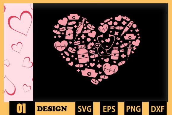 Nurse Heart Doodle: Graphics for Crafts