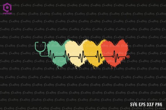 Nurse Heartbeat Retro Vintage Graphics for Crafts