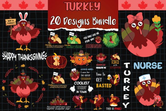 Turkey Bundle SVG 20 Designs for Crafts Graphics